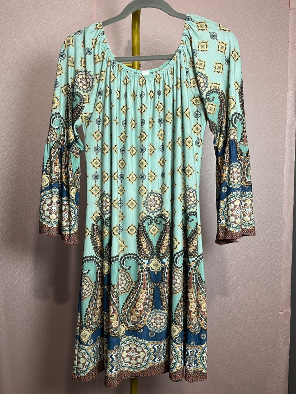 Aqua Paisley Printed Mini Dress